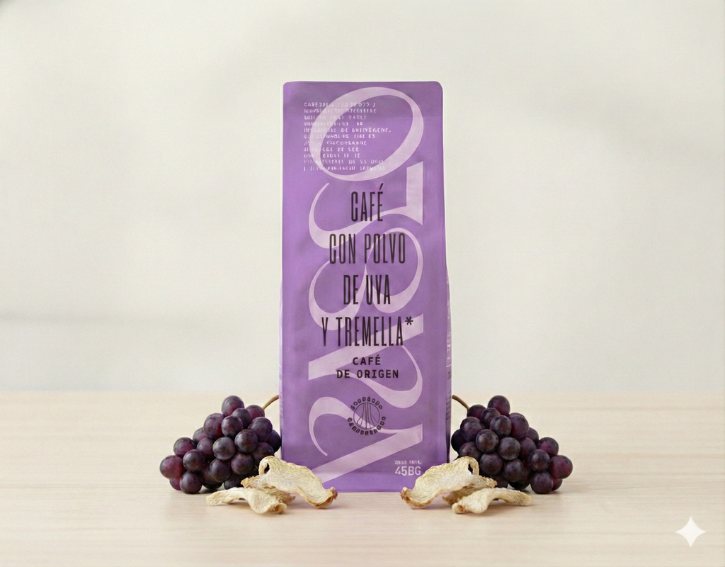 Cafe molido con tremella y polvo de uva